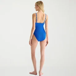 Arizona Womens Textured Juniors Cheeky One Piece Swimsuit