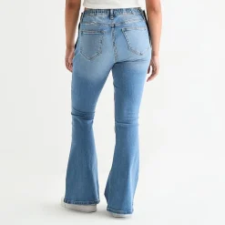 Arizona Y2k Womens Juniors Low Rise Adaptive Seated Wear Flare Leg Jean