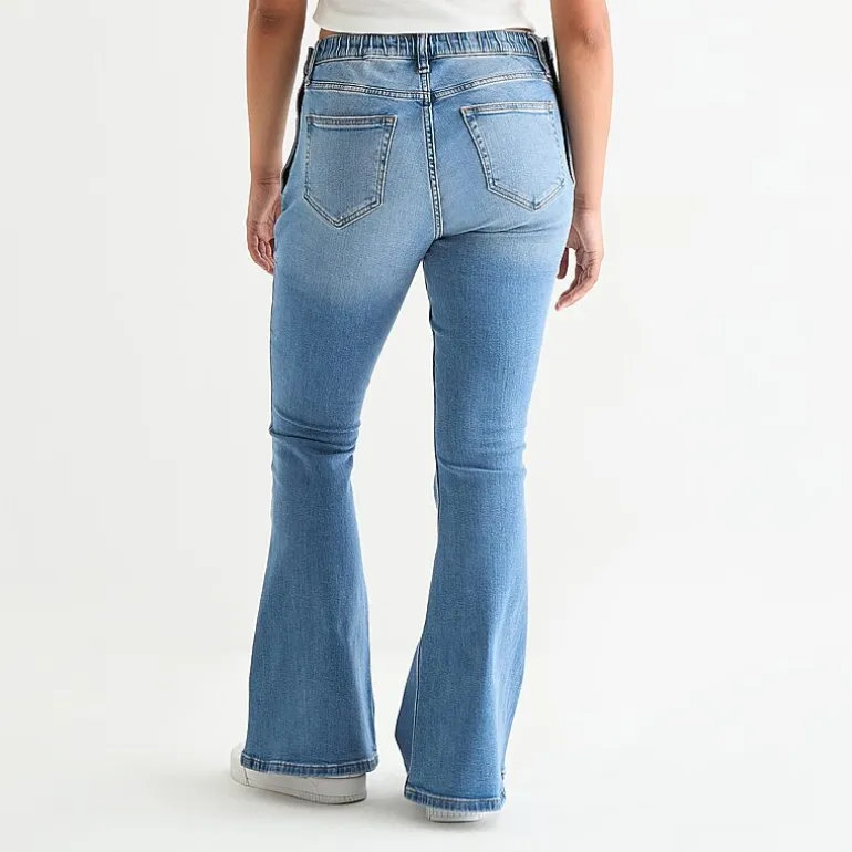 Arizona Y2k Womens Juniors Low Rise Adaptive Seated Wear Flare Leg Jean