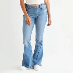 Arizona Y2k Womens Juniors Low Rise Adaptive Seated Wear Flare Leg Jean