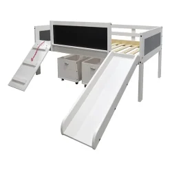 Art & Play Twin Junior Low Loft Bed with Toy Boxes