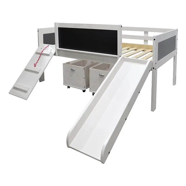 Art & Play Twin Junior Low Loft Bed with Toy Boxes
