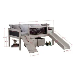 Art & Play Twin Junior Low Loft Bed with Toy Boxes
