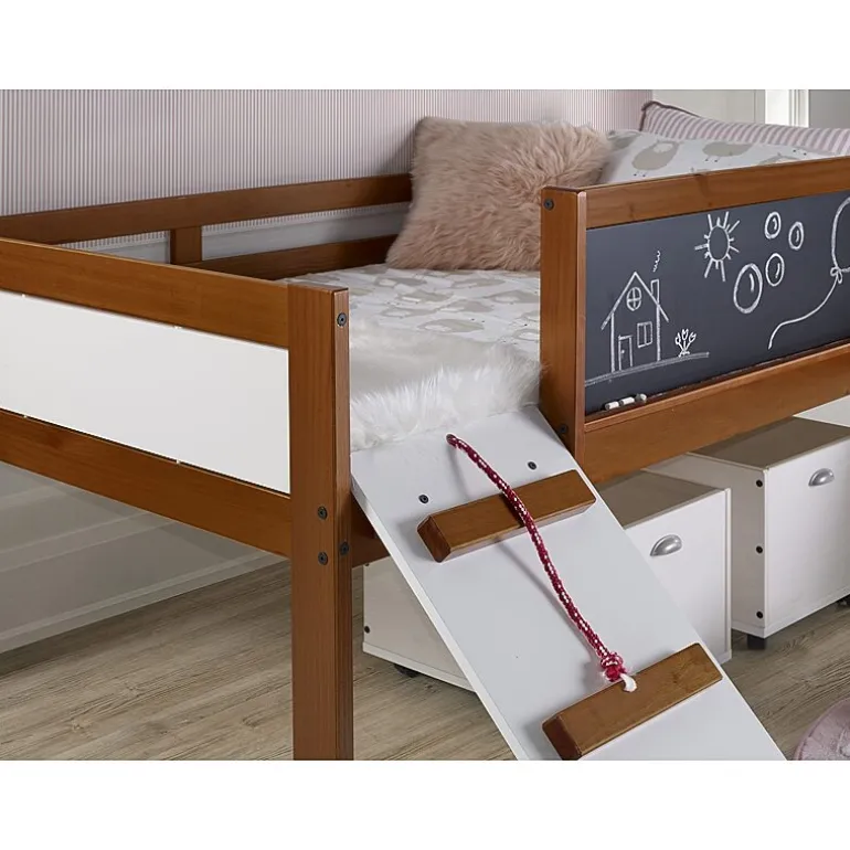 Art & Play Twin Junior Low Loft Bed with Toy Boxes