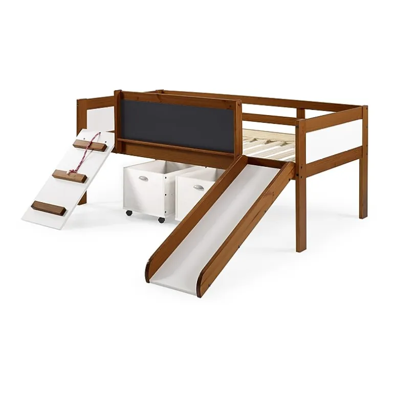 Art & Play Twin Junior Low Loft Bed with Toy Boxes