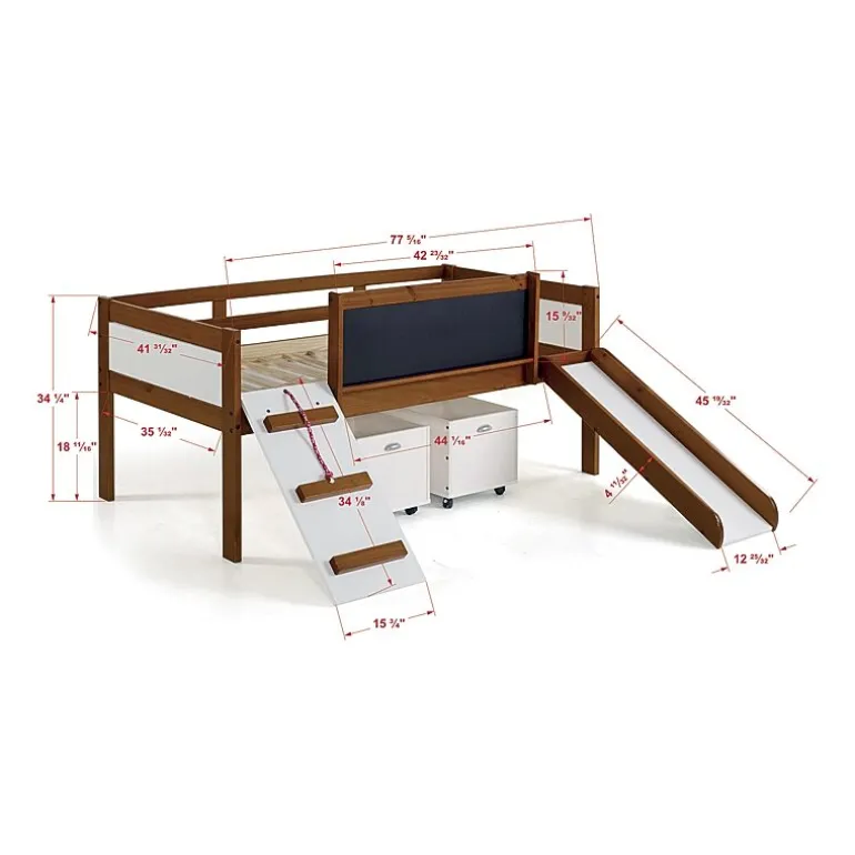 Art & Play Twin Junior Low Loft Bed with Toy Boxes