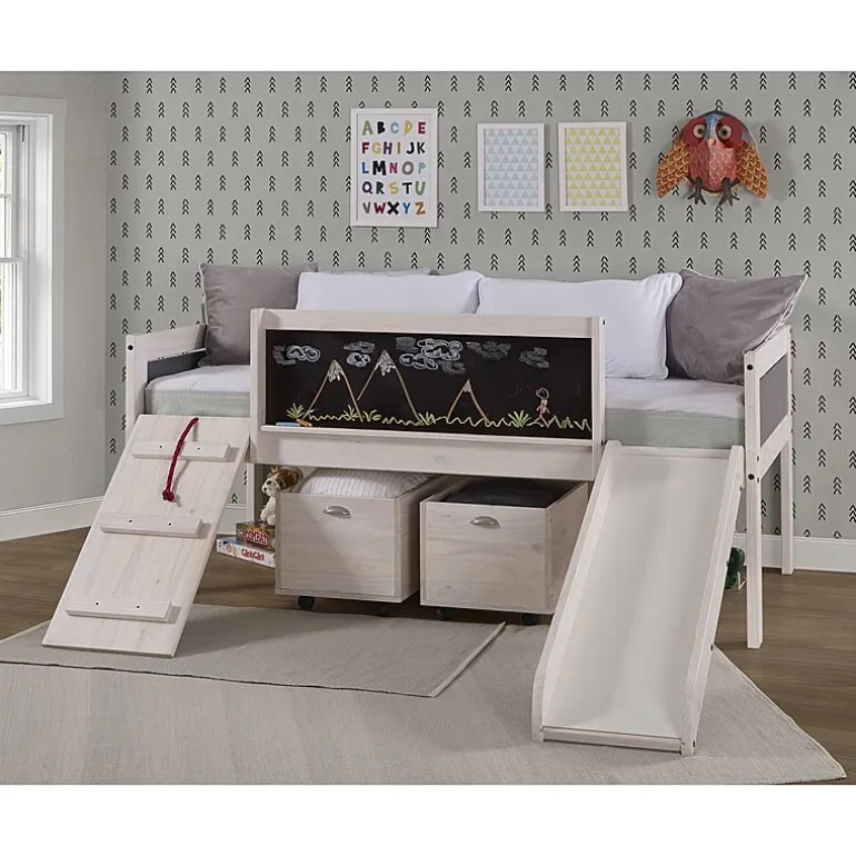 Art & Play Twin Junior Low Loft Bed with Toy Boxes