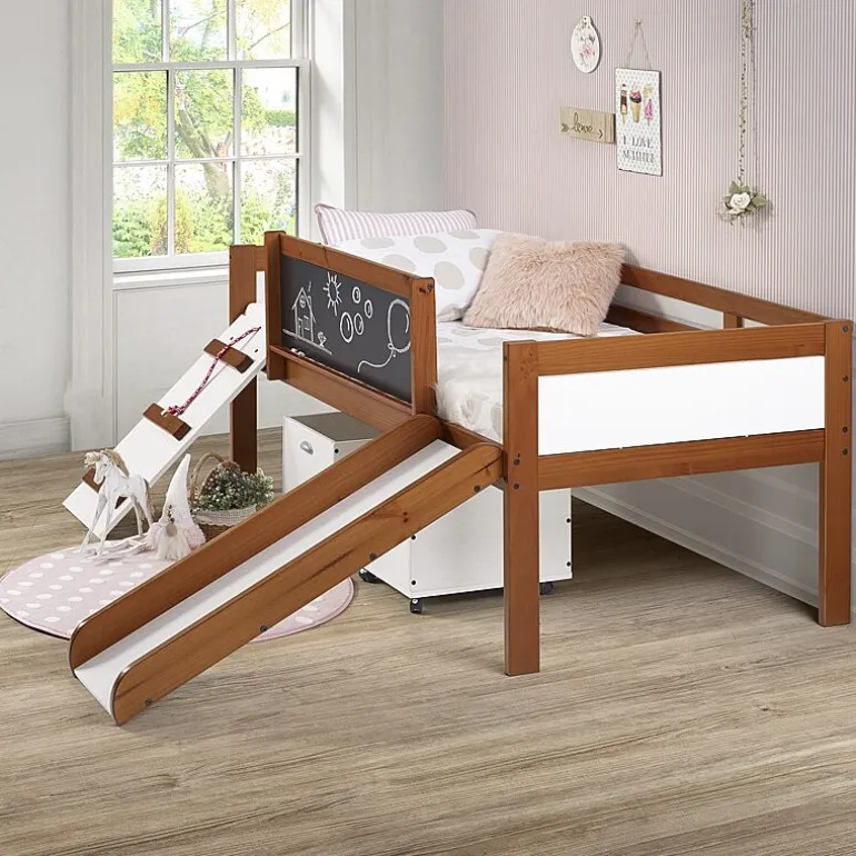 Art & Play Twin Junior Low Loft Bed with Toy Boxes