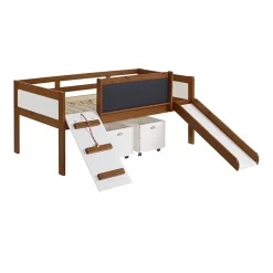 Art & Play Twin Junior Low Loft Bed with Toy Boxes