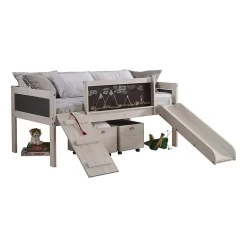 Art & Play Twin Junior Low Loft Bed with Toy Boxes