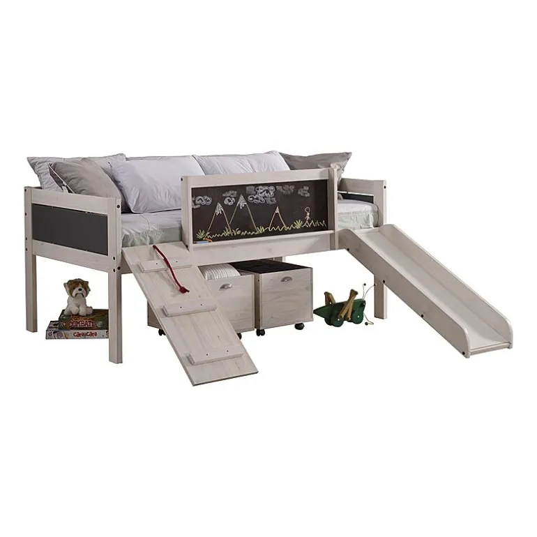 Art & Play Twin Junior Low Loft Bed with Toy Boxes