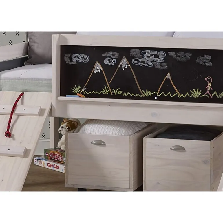 Art & Play Twin Junior Low Loft Bed with Toy Boxes