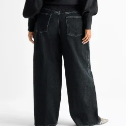 Ashley Graham Slouchy Womens Plus High Rise Wide Leg Jean