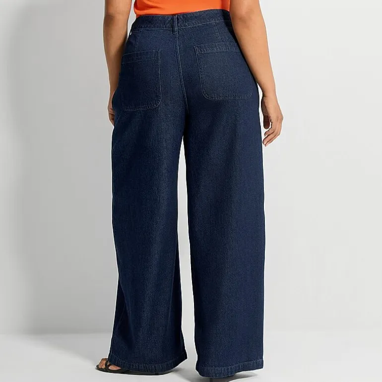 Ashley Graham Womens Plus Denim Trouser
