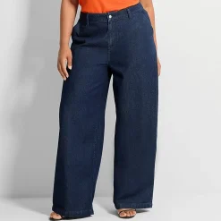 Ashley Graham Womens Plus Denim Trouser