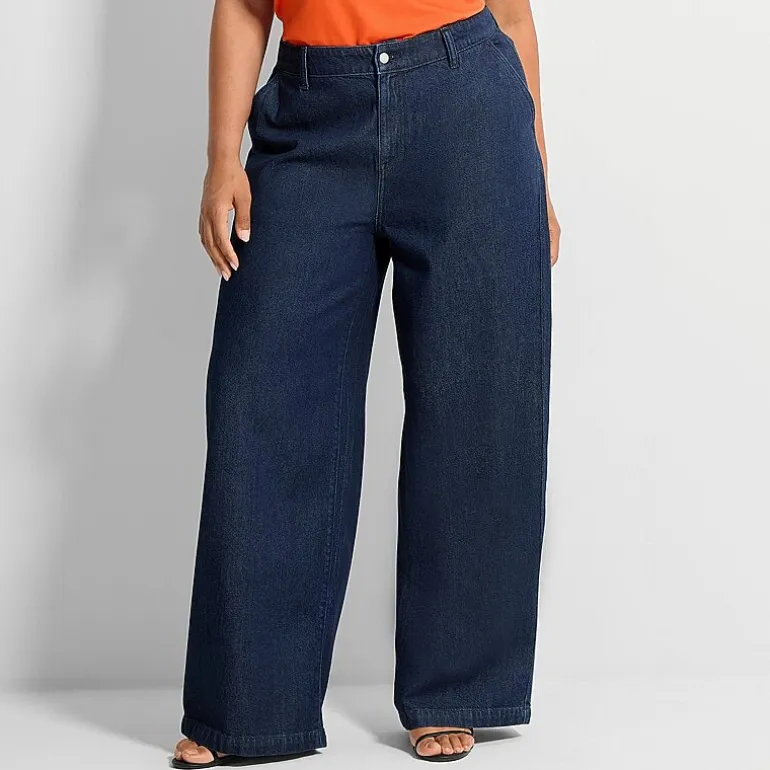 Ashley Graham Womens Plus Denim Trouser