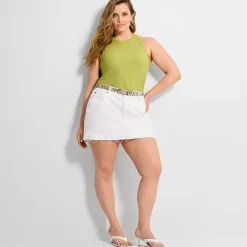 Ashley Graham Women's Plus Denim Mini Skirt
