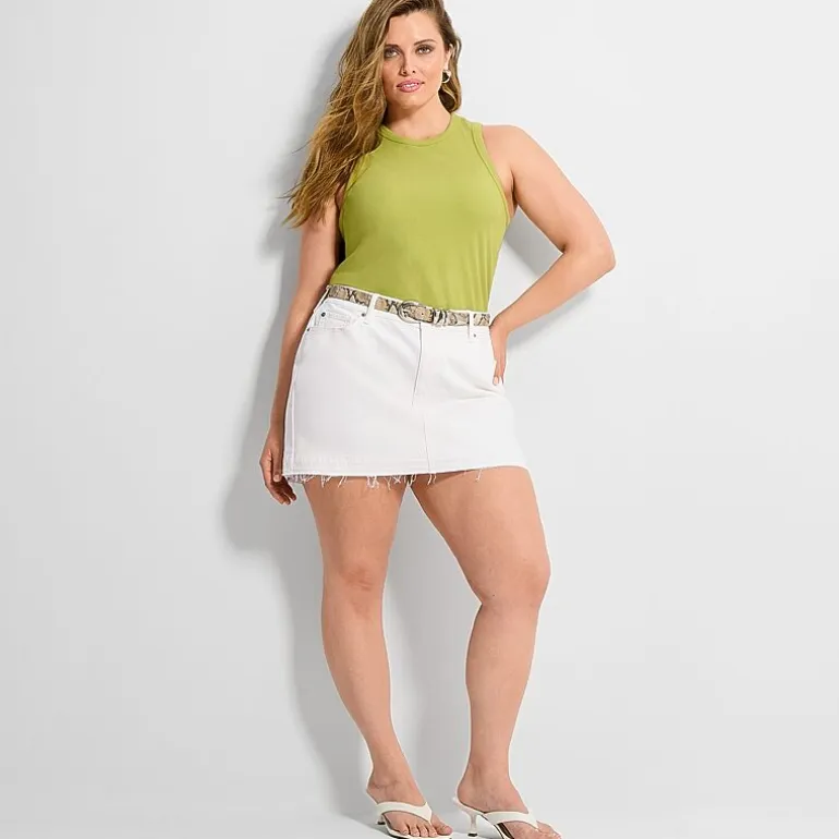 Ashley Graham Women's Plus Denim Mini Skirt