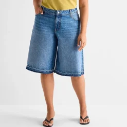 Ashley Graham Womens 14" Plus Denim Short