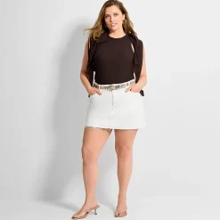 Ashley Graham Women's Plus High Neck Rib Tank