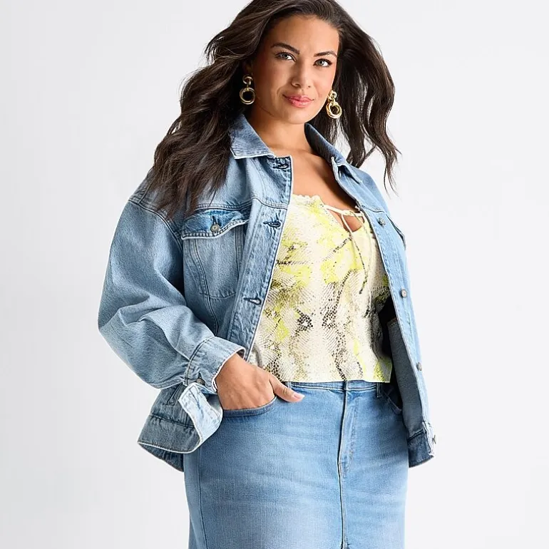 Ashley Graham Womens Plus Lightweight Jacket