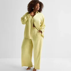 Ashley Graham Womens Plus Long Sleeve Blouse