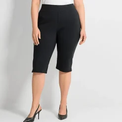 Ashley Graham Womens Plus Ponte Capri Pant