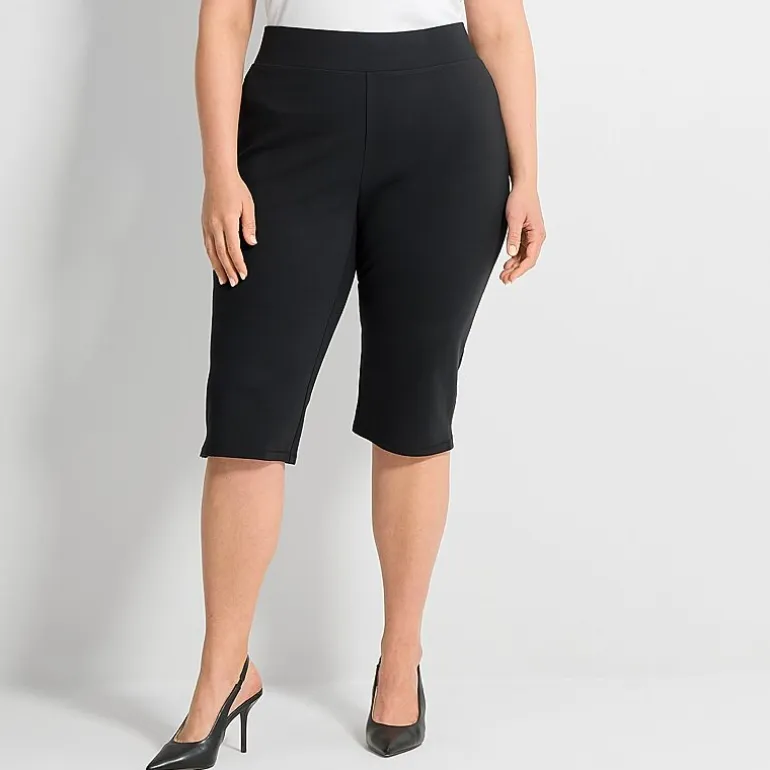 Ashley Graham Womens Plus Ponte Capri Pant