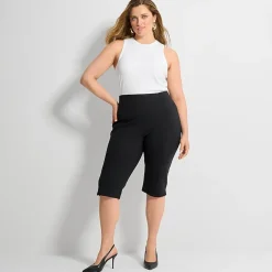 Ashley Graham Womens Plus Ponte Capri Pant