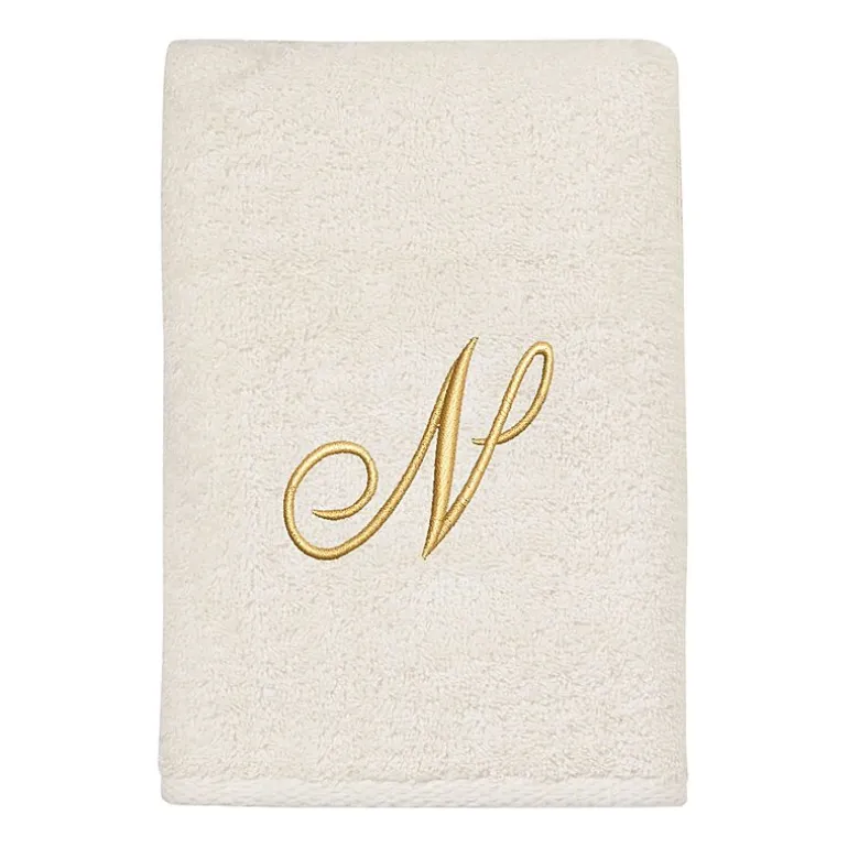 Avanti Premier Script Monogram Ivory/Gold Bath Towel Collection