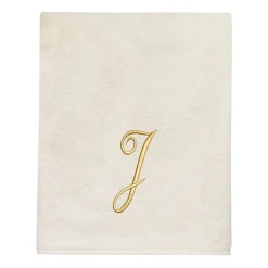 Avanti Premier Script Monogram Ivory/Gold Bath Towel Collection