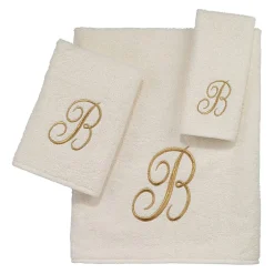 Avanti Premier Script Monogram Ivory/Gold Bath Towel Collection