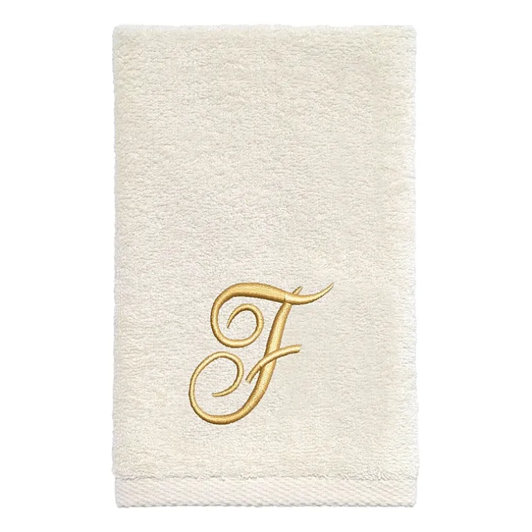 Avanti Premier Script Monogram Ivory/Gold Bath Towel Collection