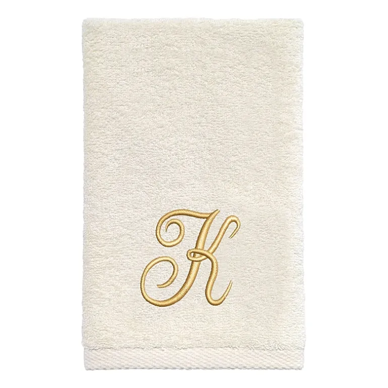 Avanti Premier Script Monogram Ivory/Gold Bath Towel Collection