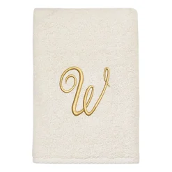 Avanti Premier Script Monogram Ivory/Gold Bath Towel Collection