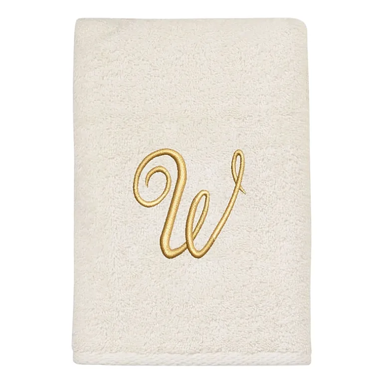 Avanti Premier Script Monogram Ivory/Gold Bath Towel Collection