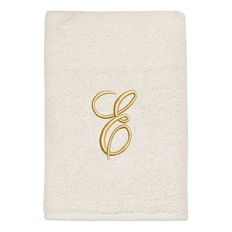 Avanti Premier Script Monogram Ivory/Gold Bath Towel Collection