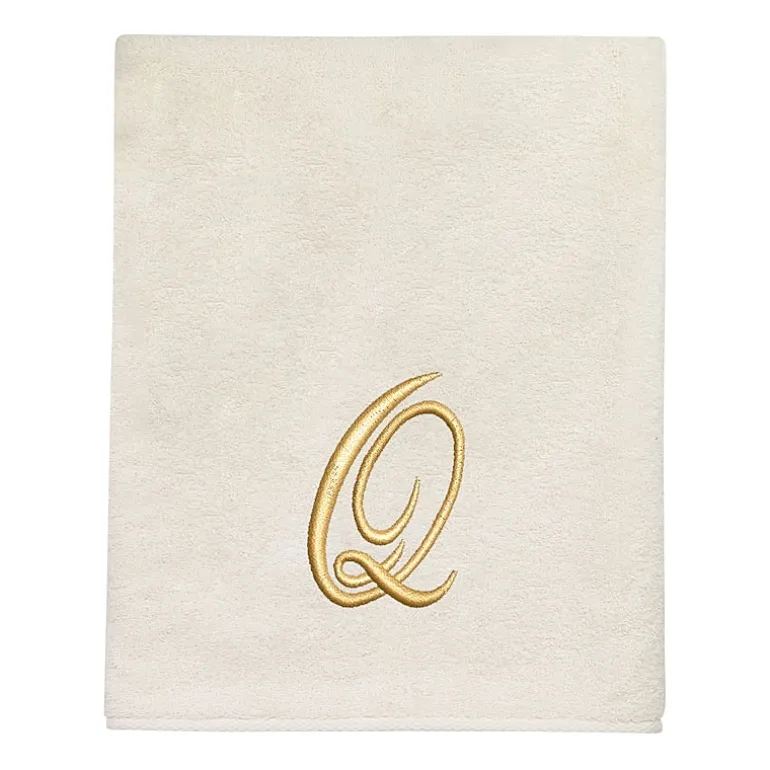 Avanti Premier Script Monogram Ivory/Gold Bath Towel Collection