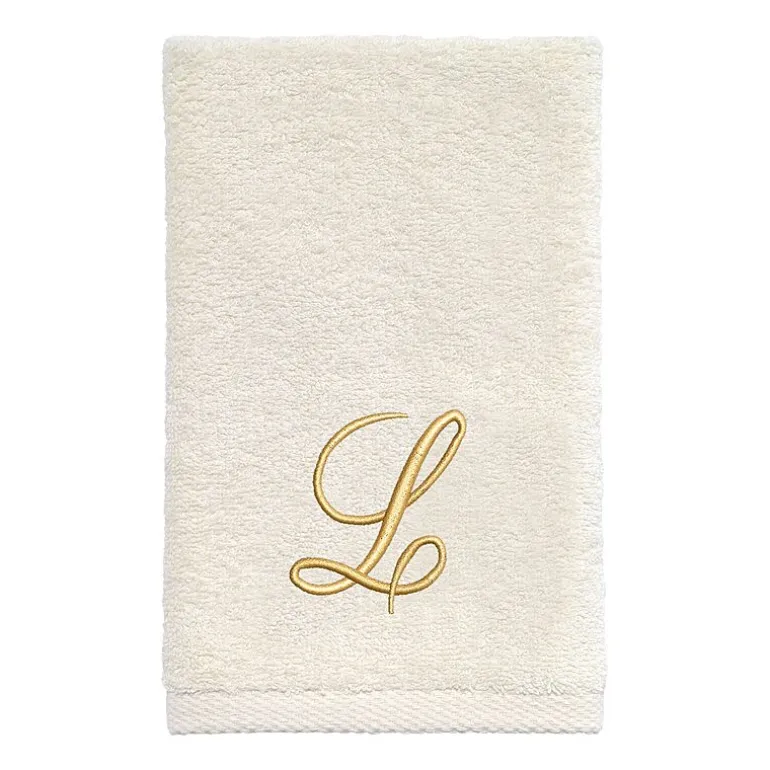 Avanti Premier Script Monogram Ivory/Gold Bath Towel Collection