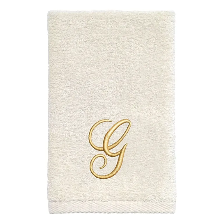 Avanti Premier Script Monogram Ivory/Gold Bath Towel Collection