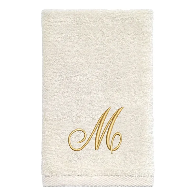 Avanti Premier Script Monogram Ivory/Gold Bath Towel Collection