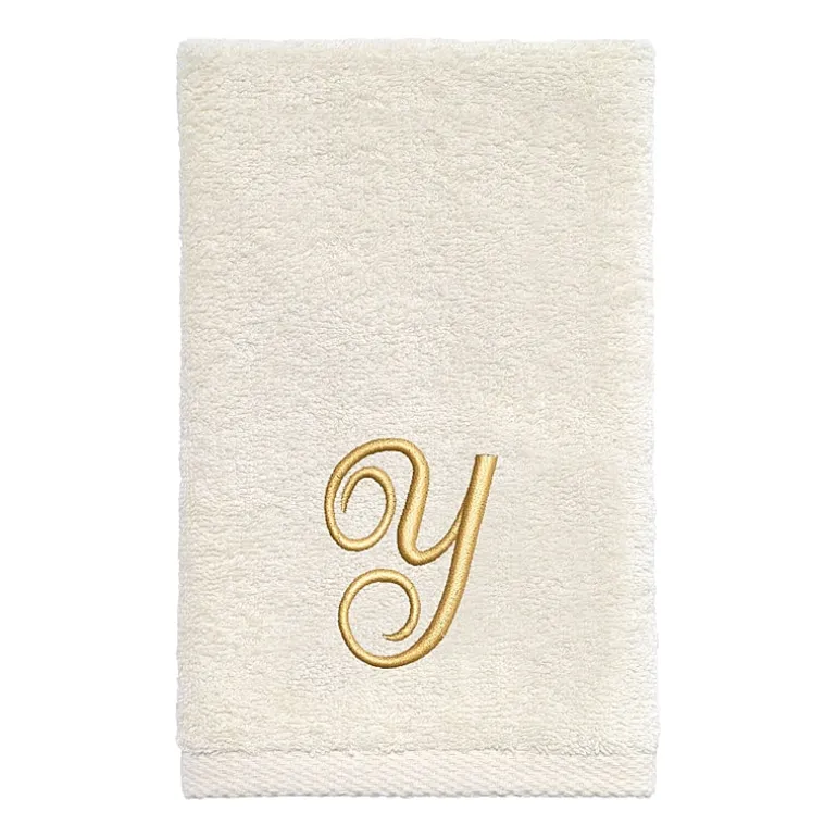 Avanti Premier Script Monogram Ivory/Gold Bath Towel Collection