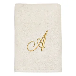 Avanti Premier Script Monogram Ivory/Gold Bath Towel Collection