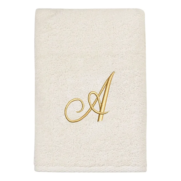 Avanti Premier Script Monogram Ivory/Gold Bath Towel Collection