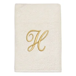 Avanti Premier Script Monogram Ivory/Gold Bath Towel Collection