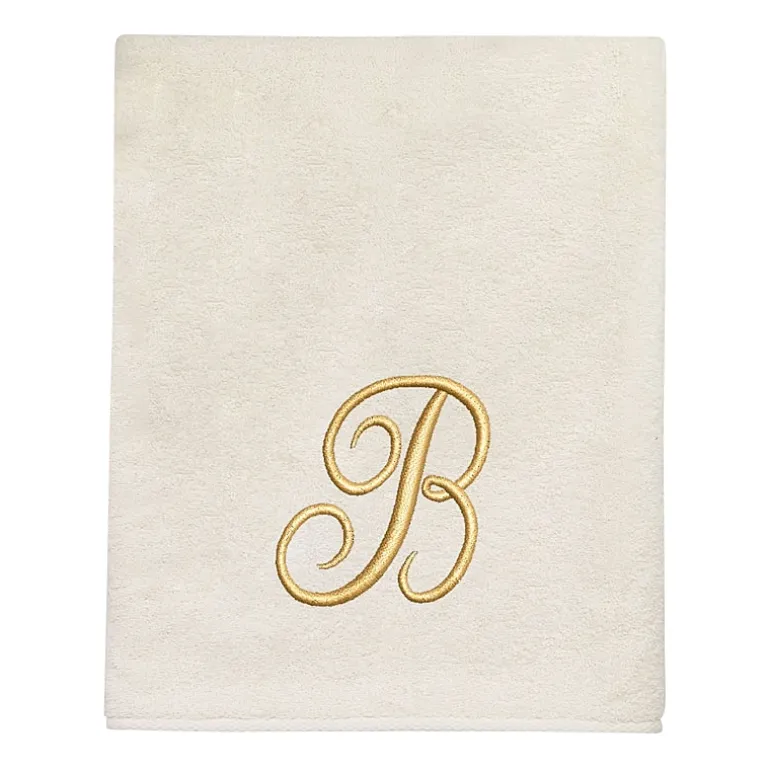 Avanti Premier Script Monogram Ivory/Gold Bath Towel Collection
