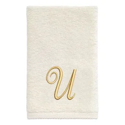 Avanti Premier Script Monogram Ivory/Gold Bath Towel Collection