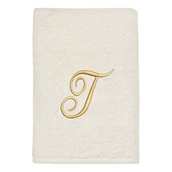 Avanti Premier Script Monogram Ivory/Gold Bath Towel Collection