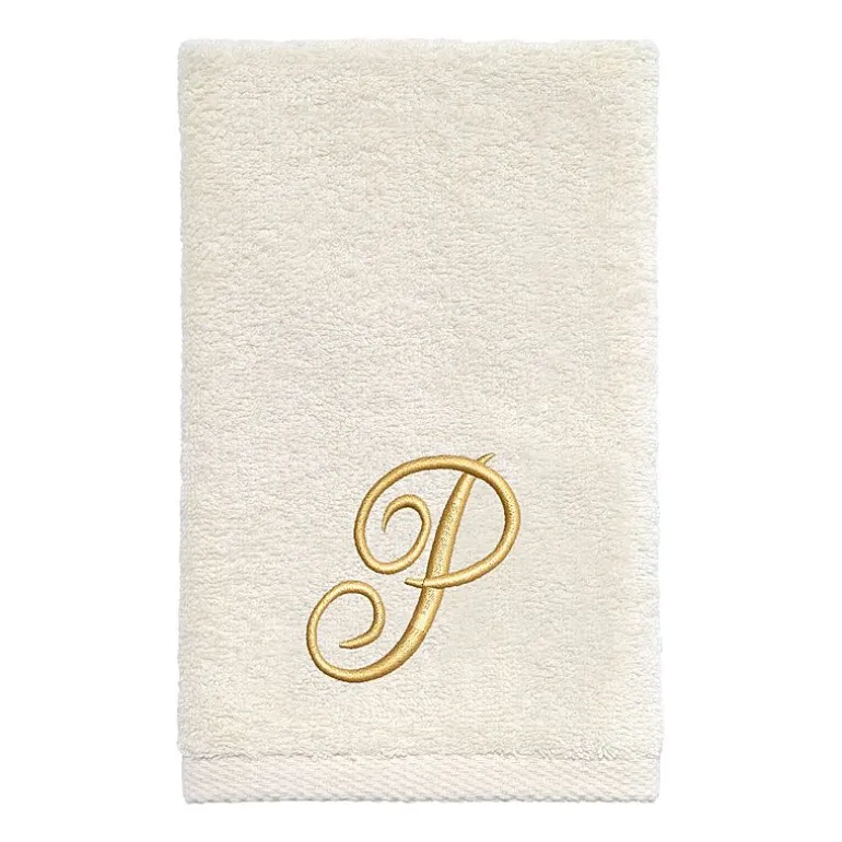 Avanti Premier Script Monogram Ivory/Gold Bath Towel Collection