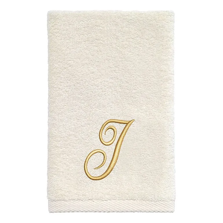 Avanti Premier Script Monogram Ivory/Gold Bath Towel Collection